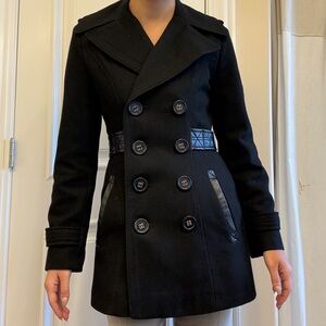 Miss Sixty Black Double-Breasted Pea Coat